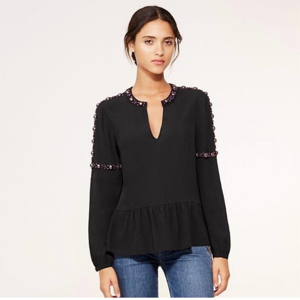 Tory Burch Black Beaded Blouse   Size 2 ( small) - Picture 2 of 6